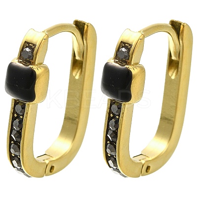 Ion Plating(IP) 304 Stainless Steel Enamel Rectangle Hoop Earrings EJEW-I316-05G-02-1