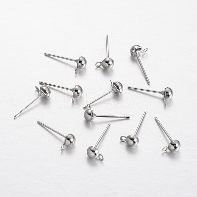 Brass Stud Earring Findings KK-F371-34P-A-1