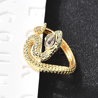 Brass Micro Pave Cubic Zirconia Cuff Rings for Women RJEW-D301-31G-1
