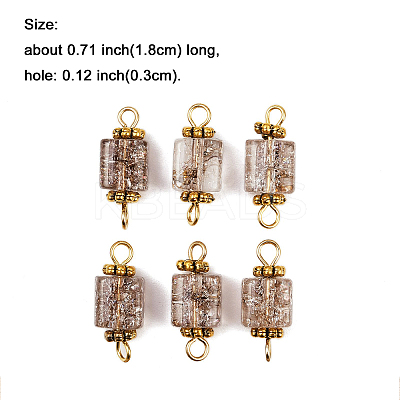 10Pcs Crackle Glass Cube Connector Charms PALLOY-JF03962-1