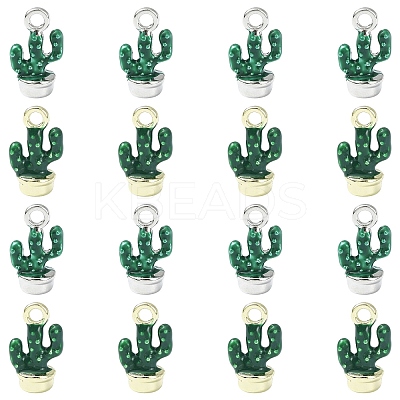 16Pcs 2 Colors Alloy Enamel Cactus Charms ENAM-CJ0007-47-1