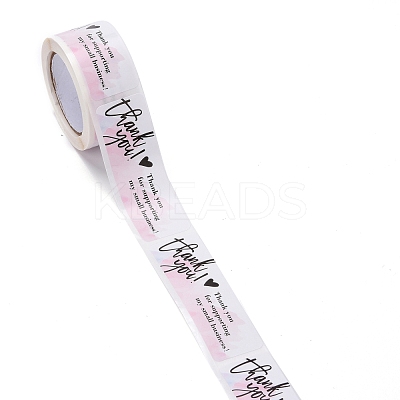 Pink Rectangle Paper Thank You Stickers DIY-C042-07C-1