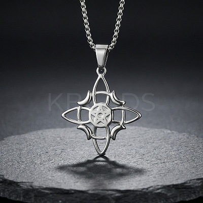 Vintage 304 Stainless Steel Witch Knot Pendant Necklaces WGBCAF0-01-1
