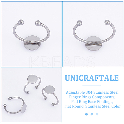 30Pcs Adjustable 304 Stainless Steel Finger Rings Components STAS-UN0059-79A-1