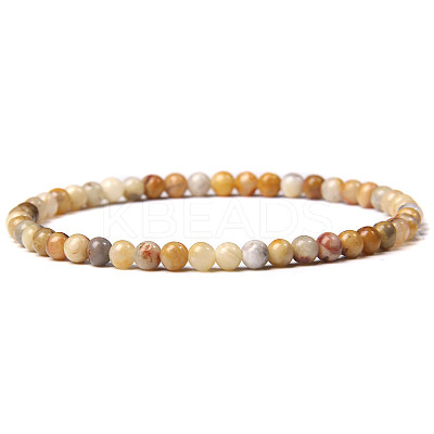 4mm Round Natural Crazy Agate Beads Bracelet for Men LS-KG3069-14-1