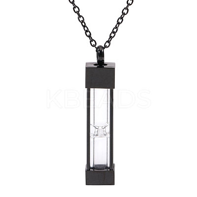 1Pc Glass Hourglass Rectangle Pet Memorial Keepsake Urn Ashes Pendant Necklaces NJEW-CA0001-27EB-1