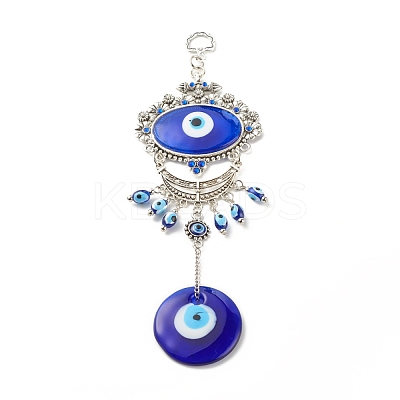 Glass Turkish Blue Evil Eye Pendant Decoration HJEW-I008-05AS-1