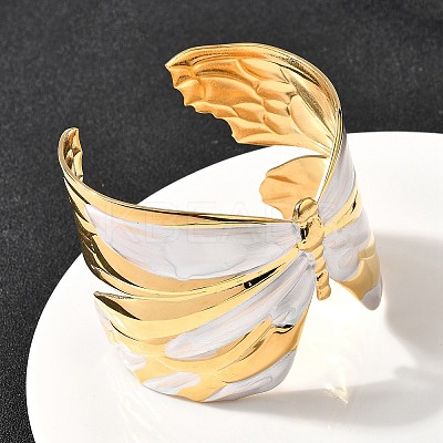 304 Stainless Steel Cuff Bangles for Women BJEW-F509-02B-G-1