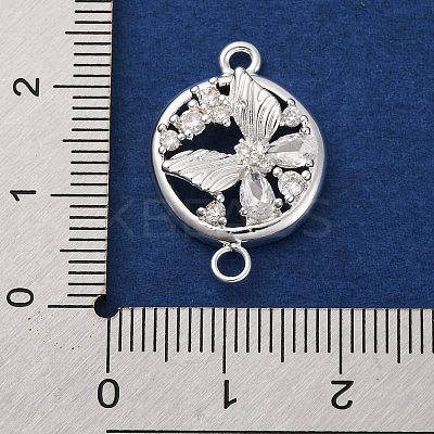 Brass Pave Clear Cubic Zirconia Connector Charms KK-Z066-08S-1