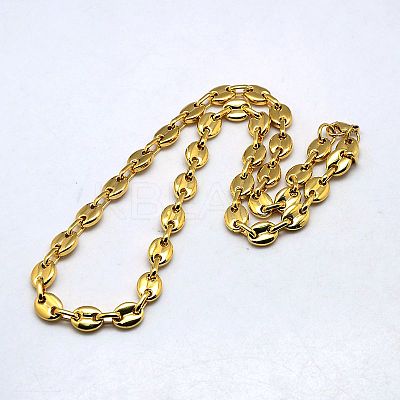 Fashionable 304 Stainless Steel Coffee Bean Chain Necklaces NJEW-I008-33A-1
