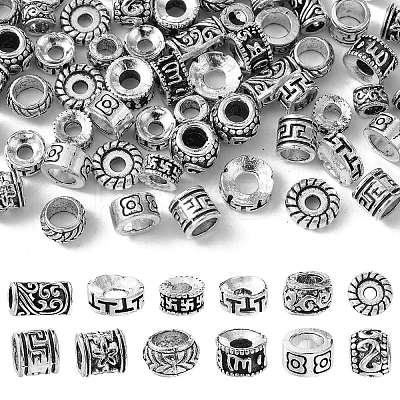 60Pcs 12 Styles Buddhist Theme Tibetan Style Zinc Alloy Spacer Beads FIND-CJ0002-20-1
