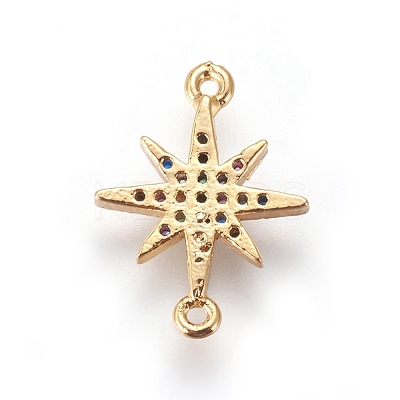 Brass Cubic Zirconia Links Connectors KK-O119-21G-1