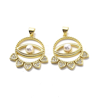 Brass Clear Cubic Zirconia Pendants KK-G446-14G-1