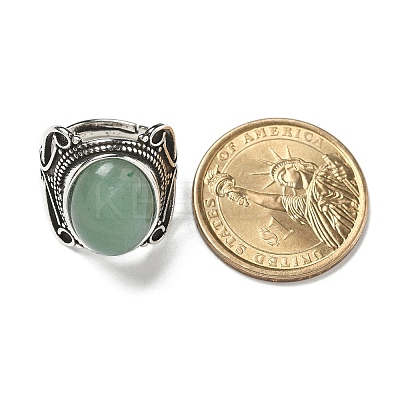 Natural Green Aventurine Adjustable Rings RJEW-I108-02AS-08-1
