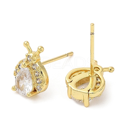 Rack Plating Bee Triangle Dangle Hoop Earrings with Cubic Zirconia EJEW-D061-27G-1