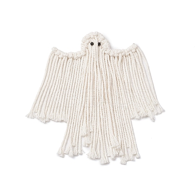 Woven Macrame Cotton Ghost Pendant Decorations HJEW-JM03750-1