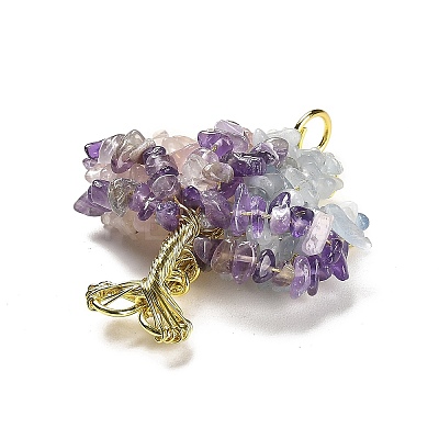 Natural Mixed Gemstone Chip Big Pendants G-F763-06G-1