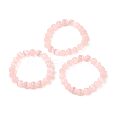 Round Natural Selenite Beaded Stretch Bracelets BJEW-L694-002A-02-1