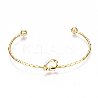 304 Stainless Steel Love Knot Cuff Bangle Making X-MAK-S073-001G-1