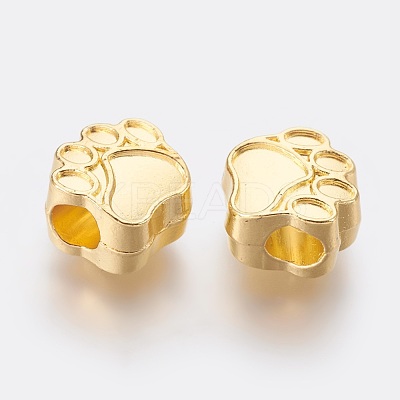 Tibetan Style Zinc Alloy Dog Paw Prints European Beads MPDL-R038-008G-RS-1