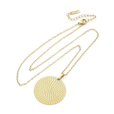 Flat Round 304 Stainless Steel Pendant Necklaces NJEW-M096-28G-1