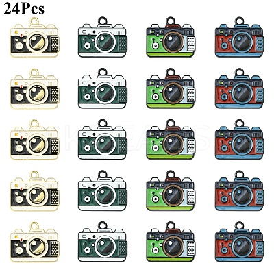 24Pcs 4 Colors Alloy Enamel Pendants ENAM-YW0009-89-1