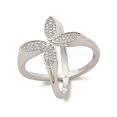 Brass Micro Pave Cubic Zirconia Cuff Rings RJEW-P169-02P-1