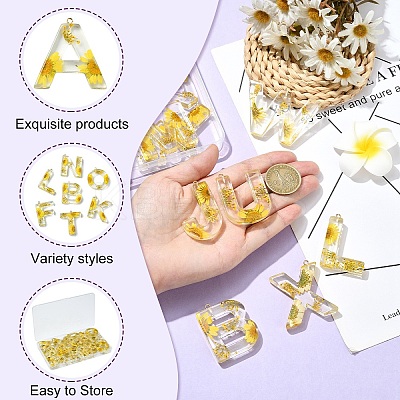 26Pcs 26 Styles Transparent Epoxy Resin Pendants CRES-YW0002-28L-1