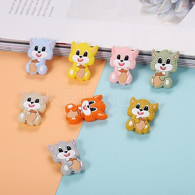16Pcs 8 Colors Cartoon Squirrel Silicone Beads JX713A-1