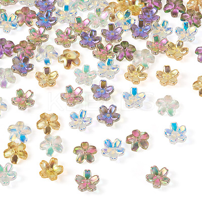 100Pcs 5 Colors Transparent Electroplate Glass Bead Caps EGLA-TA0013-10-1