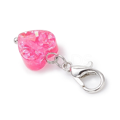 Transparent Resin Heart Pendants Decorations HJEW-JM04140-1