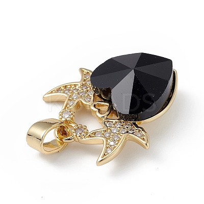 Real 18K Gold Plated Rack Plating Brass Micro Pave Cubic Zirconia Pendants KK-C015-03G-05-1