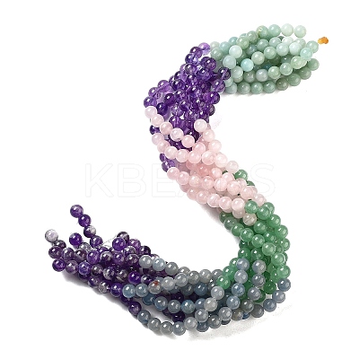 Natural Flower Amazonite & Amethyst & Flower Amazonite & Green Aventurine & Blue Aventurine Beads Strands G-B095-A01-01-1