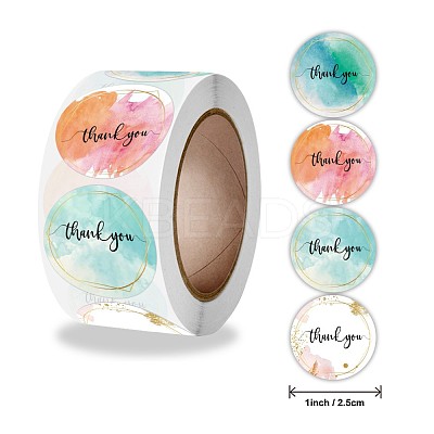 4 Styles Self-Adhesive Thank You Stickers Roll STIC-PW0002-103C-03-1