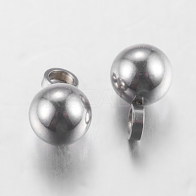 Tarnish Resistant Original Color Ball Charms 304 Stainless Steel Round Pendants X-STAS-E037-2-1
