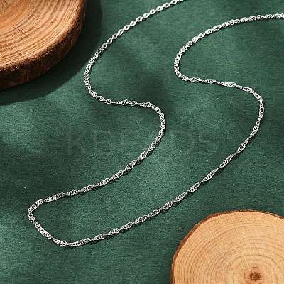 Anti-Tarnish Rhodium Plated 925 Sterling Silver Singapore Chain Necklaces STER-F039-40cm-06P-1