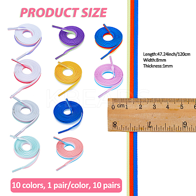 10 Pairs 10 Colors Three-color Mosaic Macaron Color Polyester Shoelaces FIND-FH0011-99-1