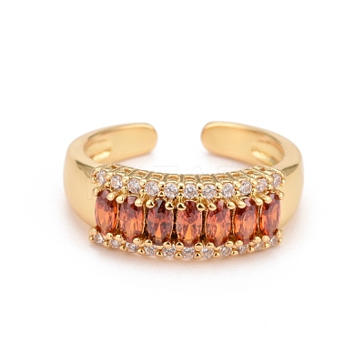 Bling Orange Cubic Zirconia Cuff Ring KK-Z023-05G-1
