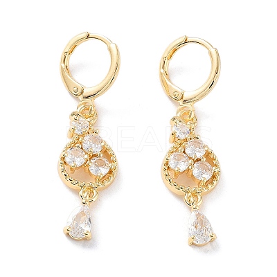 Rack Plating Golden Brass Dangle Leverback Earrings EJEW-A030-01C-G-1