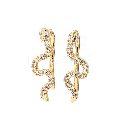 Brass Micro Pave Cubic Zirconia Stud Crawler Earrings KK-CBAA351-16G-01-1