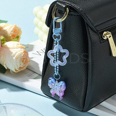 Butterfly & Star Acrylic Pendant Decorations HJEW-JM01738-02-1