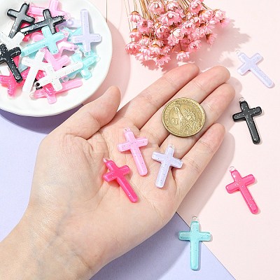 30Pcs 6 Colors Religion Opaque Resin Pendants RESI-CJ0003-46-1
