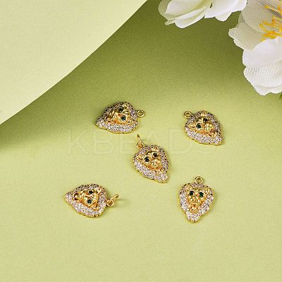 5Pcs Brass Micro Pave Clear & Green Cubic Zirconia Pendants ZIRC-SZ0003-16-1