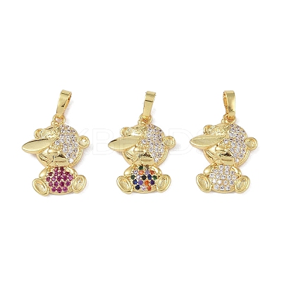 Brass Micro Pave Cubic Zirconia Pendants KK-P266-09G-1