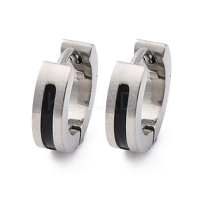 304 Stainless Steel with Enamel Hoop Earrings EJEW-M001-21A-P-1