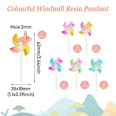 12Pcs 6 Colors Gradient Color Transparent Resin Big Pendants FIND-TA0004-66-1