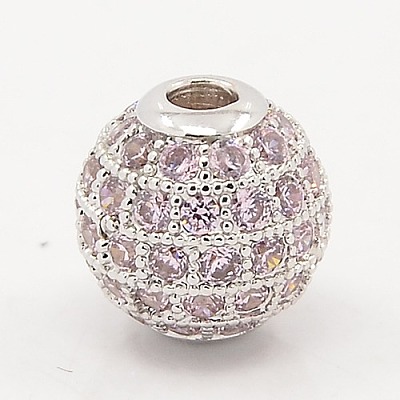 Thistle CZ Jewelry Findings Brass Micro Pave Cubic Zirconia Round Beads ZIRC-M015-13P-NR-1