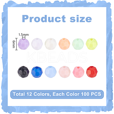 1200Pcs 12 Styles Opaque Acrylic Beaded OACR-GA0001-23A-1