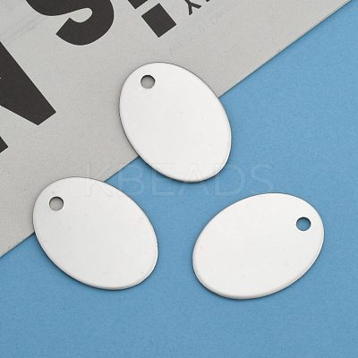 Tarnish Resistant 201 Stainless Steel Oval Stamping Blank Tag Pendants STAS-S031-04-1