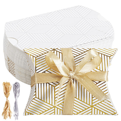 40Sets 2 Colors Hot Stamping Pillow Cardboard Paper Printed Candy Boxes CON-BBC0001-13A-1